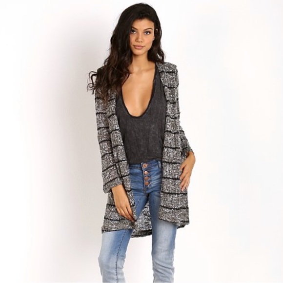 NWOT Splendid Broome Stripe Olivine Long Popcorn Knit Hooded Cardigan Sweater XS - Picture 1 of 12